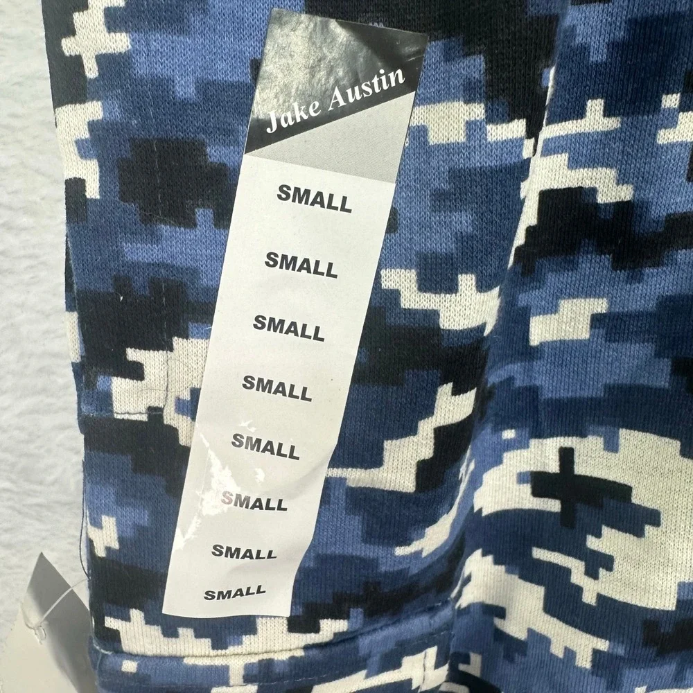 NWT Jake Austin Swim Trunks Mens Small Blue Digital Camo Lined Surf Cargo Shorts